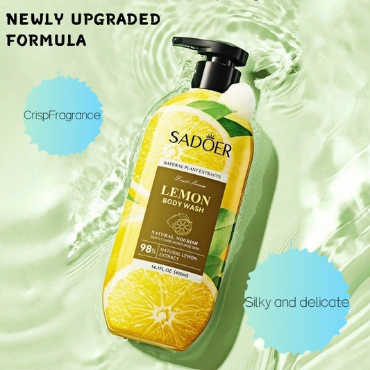 SADOER Lemon Moisturizing & Oil-Control Refreshing Shower Gel 400ml - Hypoallergenic, Nourishing & Deep Cleansing Body Wash