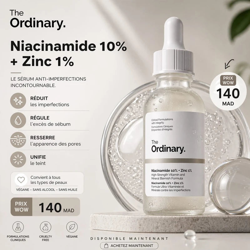 SkinSwaag Beauty The Ordinary Niacinamide 10% + Zinc 1% Serum — niacinamide + zinc — dropper detail close-up on white background