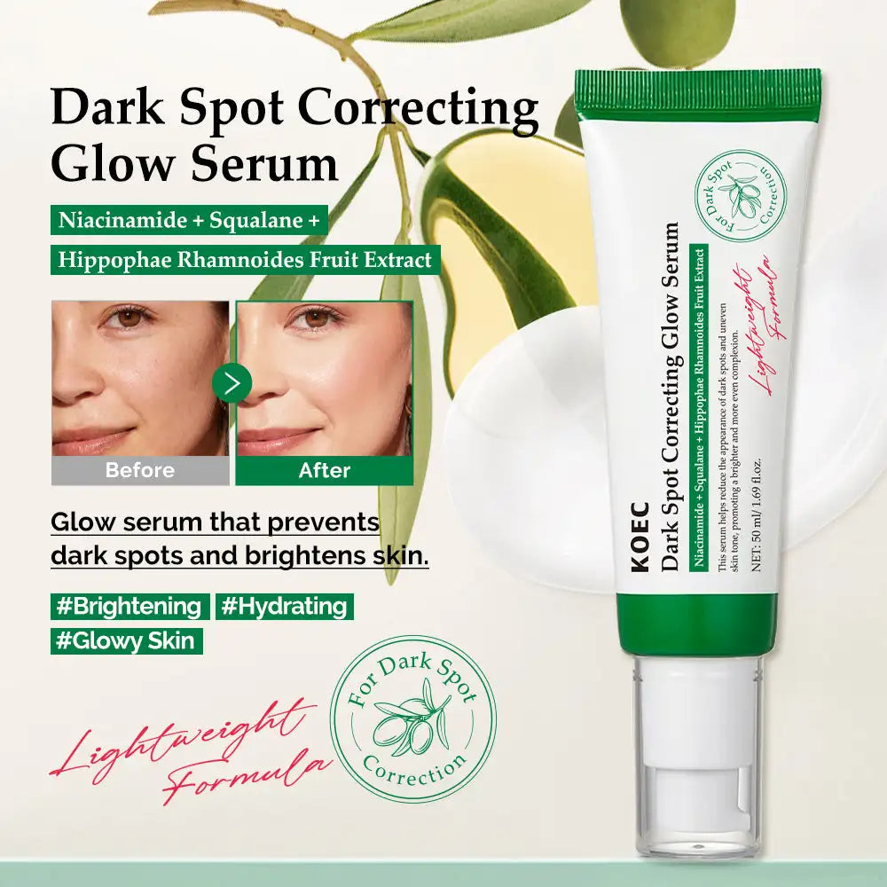 Dark spot correcting niacinamide glow serum bottle with dropper