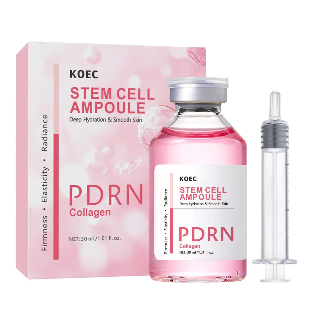 Glass dropper bottle of PDRN collagen lifting ampoule serum
