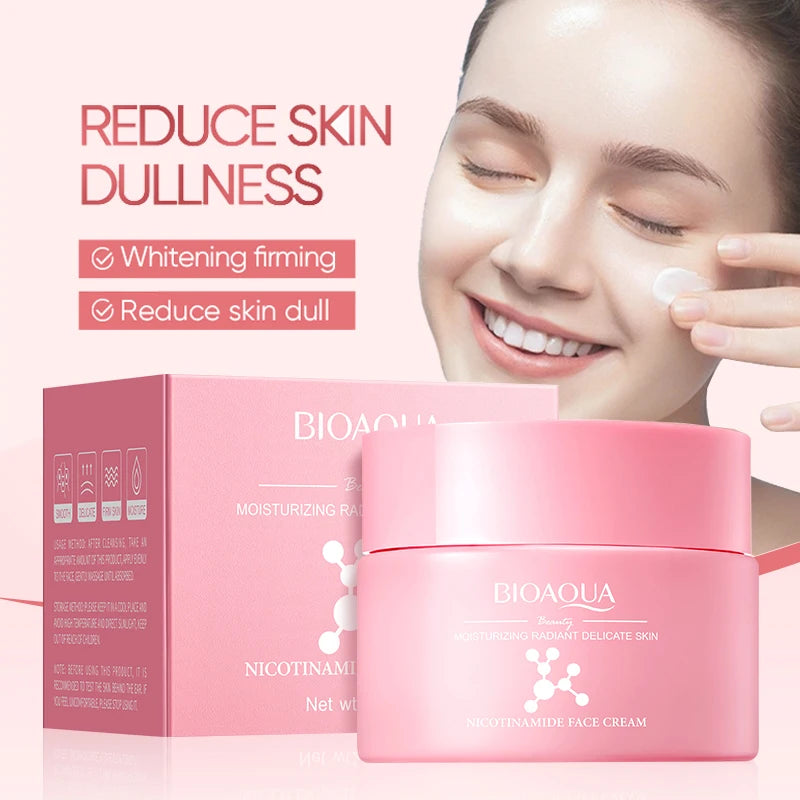 Brightening face cream jar with nicotinamide and snail collagen