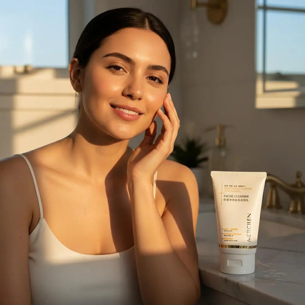MERCILEN Deep Cleansing Facial Foam Cleanser — Nourishing & Rejuvenating — Foam applied on face cleansing demo