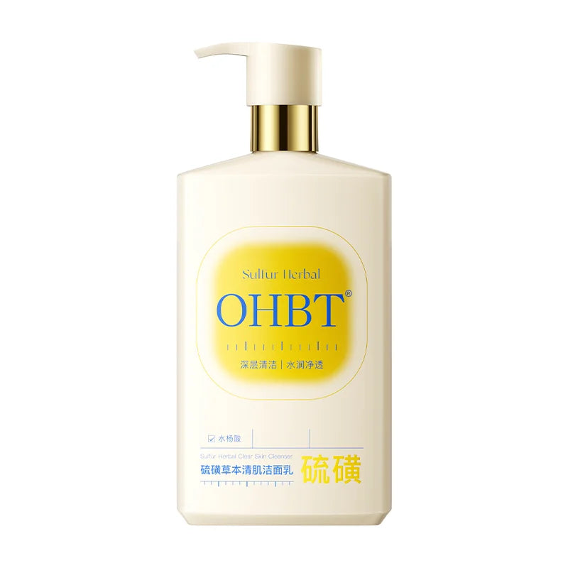OHBT Sulfur Herbal Facial Cleanser, Deep Cleansing Moisturing Face Wash, Salicylic Acid Whitening Facilal Wash 500ml big bottle