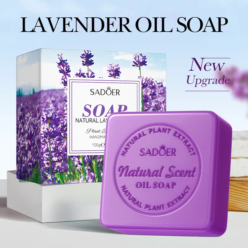 Handmade lavender essential oil soap bar for face and bath, fresh cleansing and oil control
