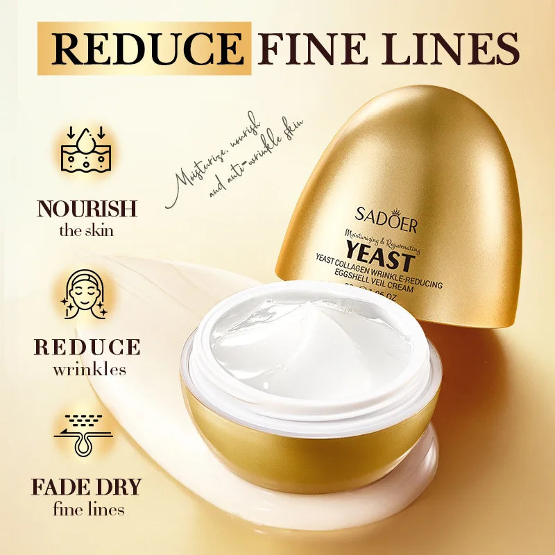 Firming moisturising face cream jar with yeast collagen formula