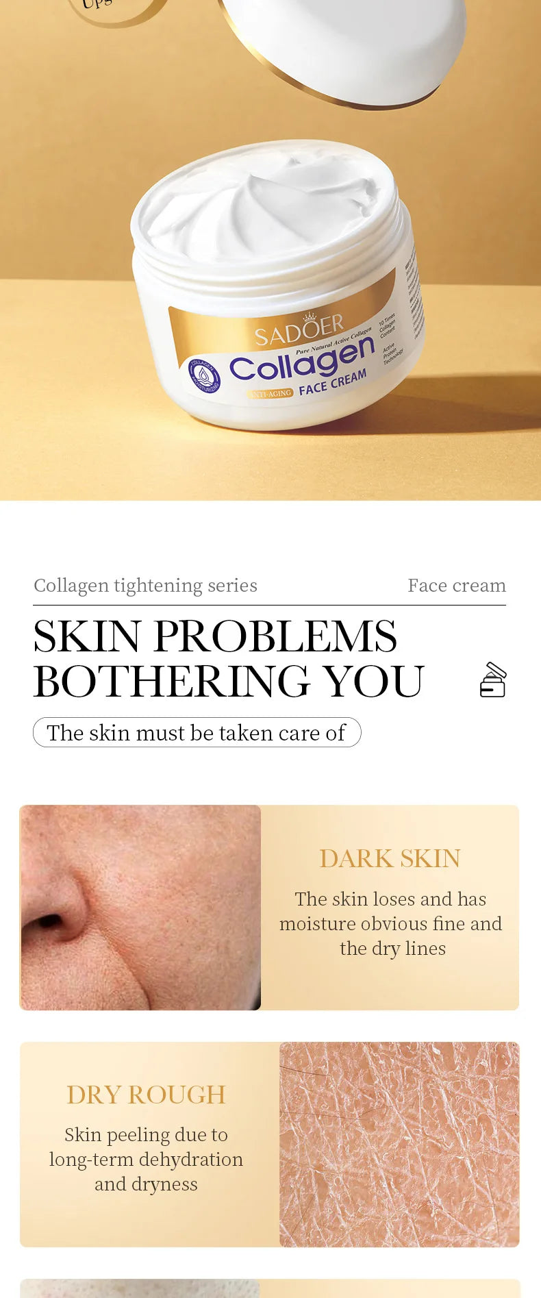 SADOER Collagen Face Cream sknicare Moisturizing Hydrating Firming Face Creams Faical Cream Beauty Face Skin Care Products