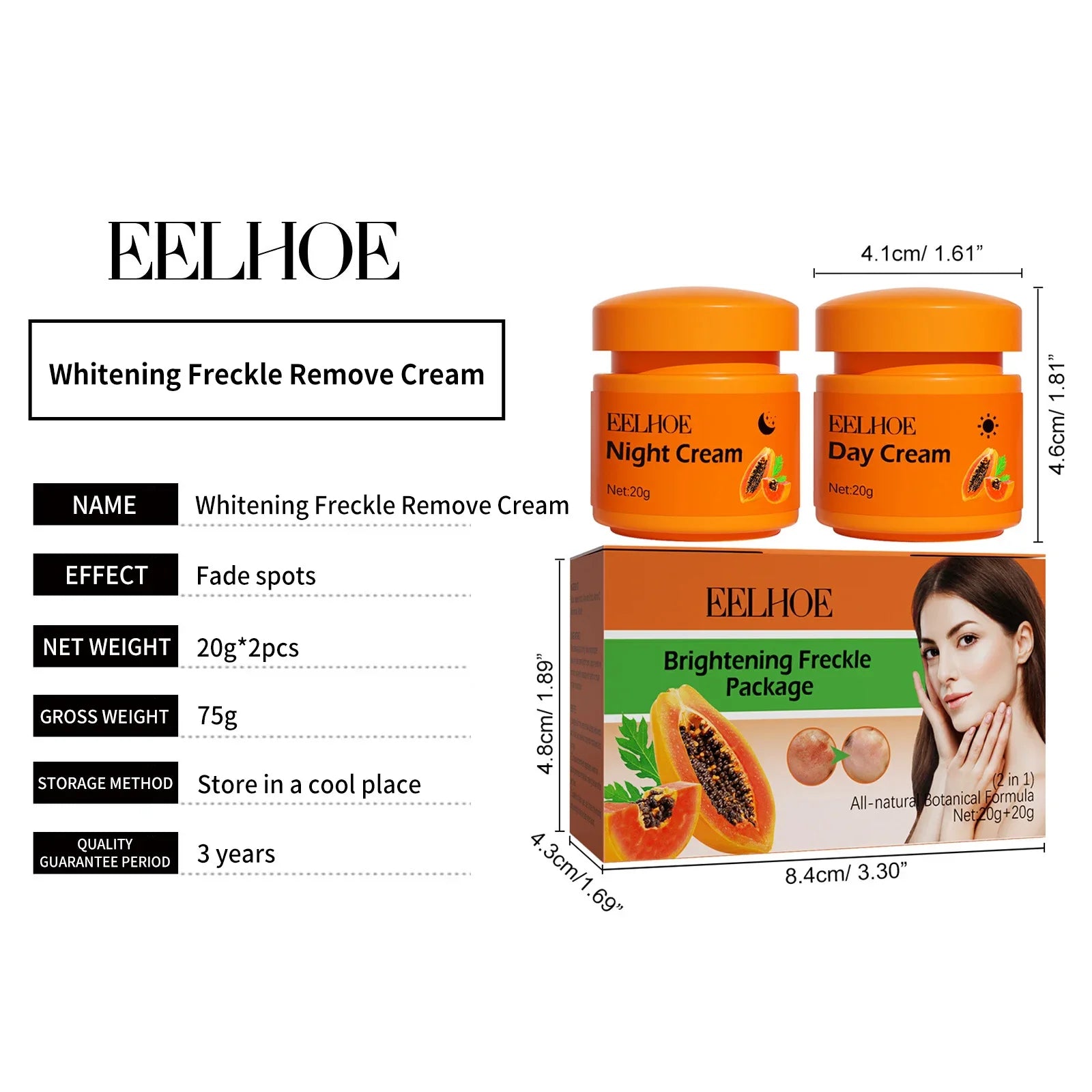 Jar of papaya brightening day and night face cream