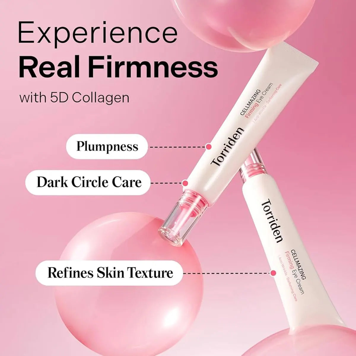 Low molecular collagen firming eye cream 30ml tube for lifting, depuffing and hydrating under-eye care