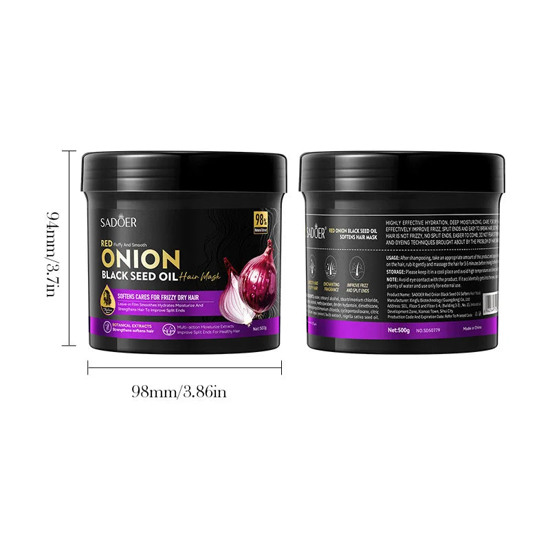 SADOER Onion Black Seed Oil Shampoo & Hair Mask Repair Set