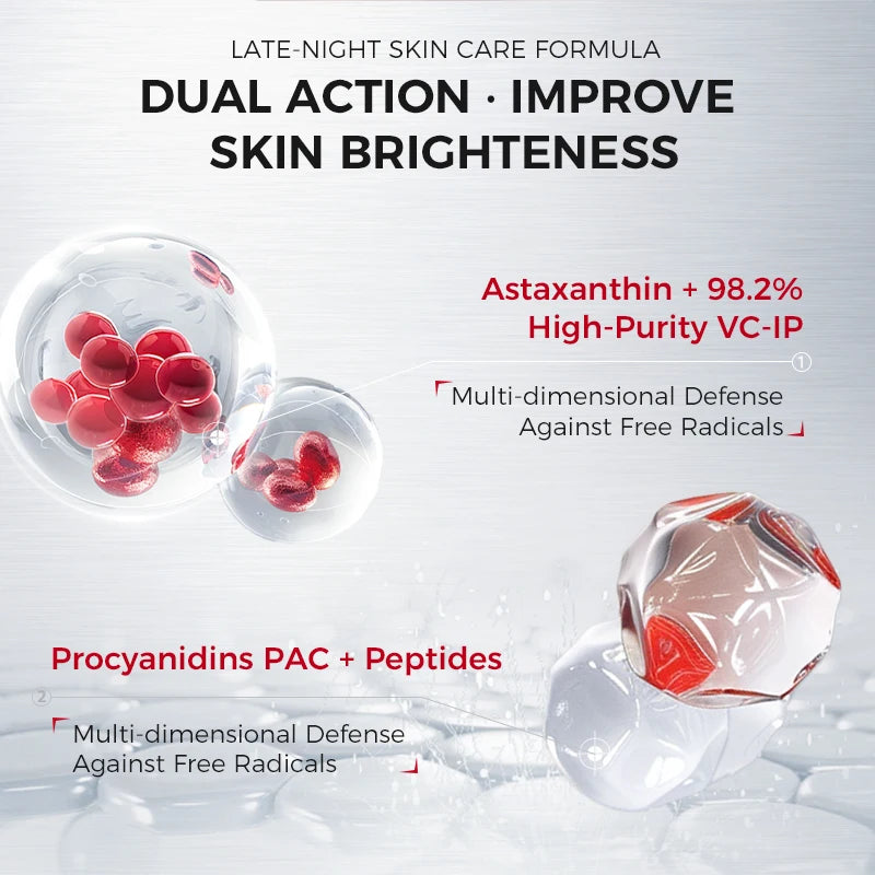 Overnight facial mask jar with astaxanthin and niacinamide for skin repair