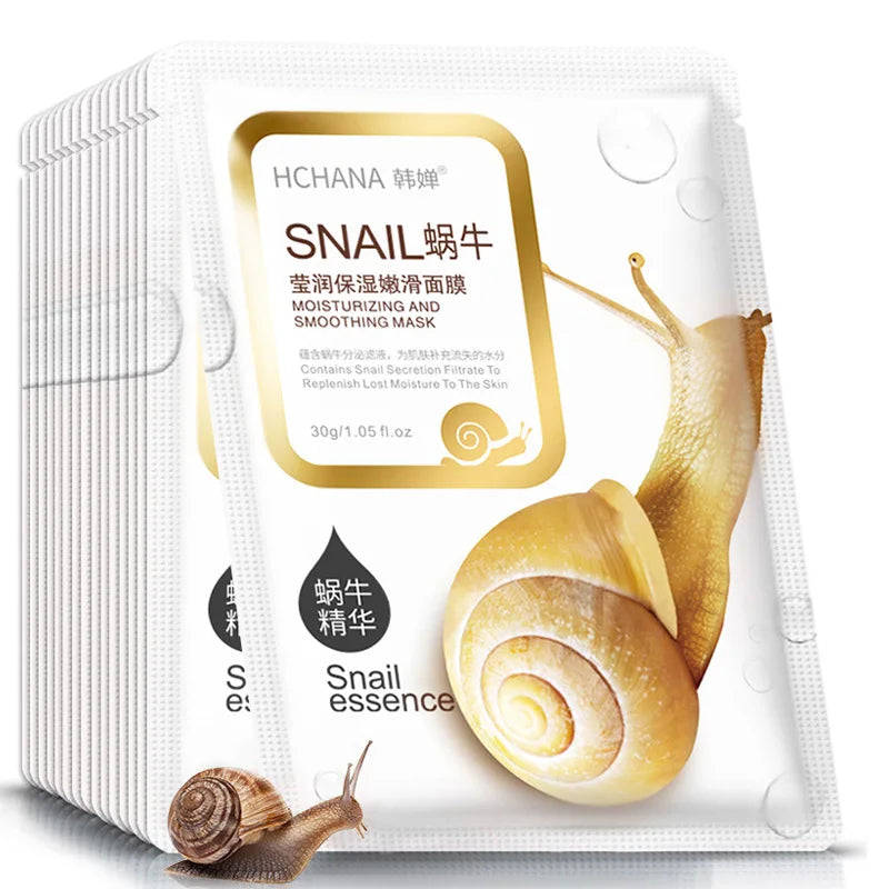 Sheet mask with snail extract for anti-aging facial care