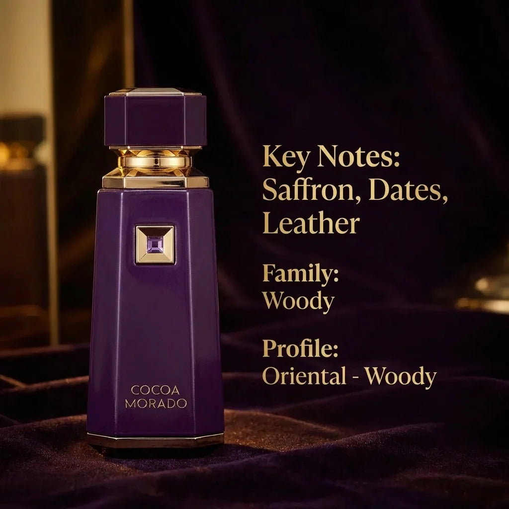 Fragrance World French Avenue EDP — oud + woody + vanilla — back of box notes