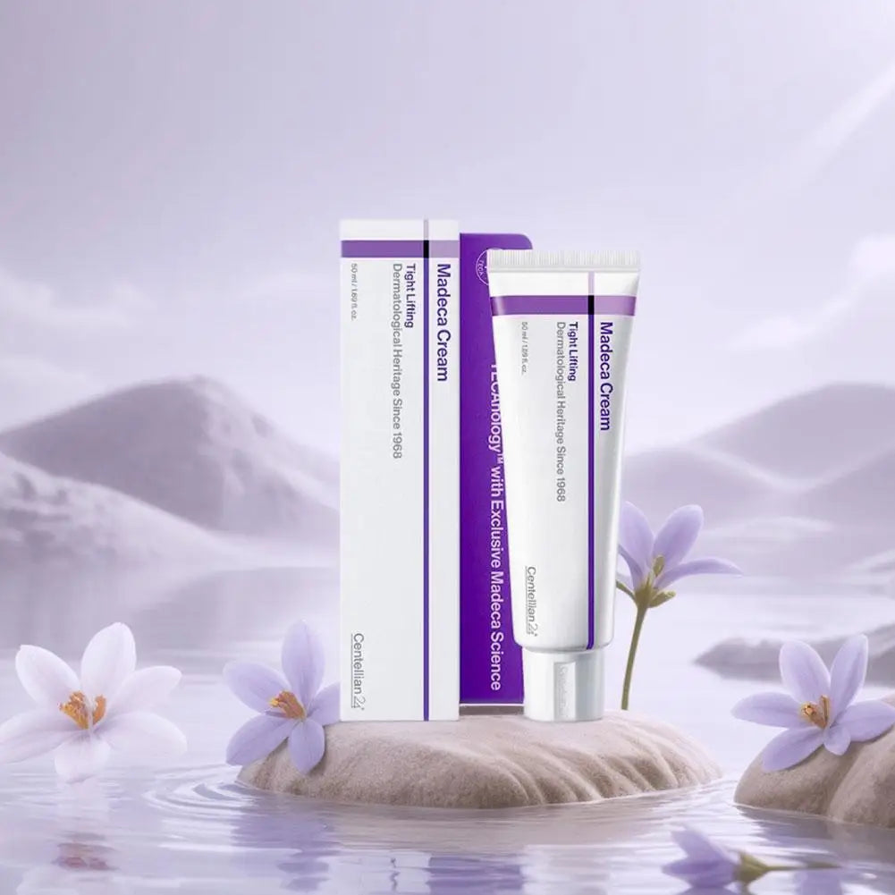 Anti-aging facial lifting cream jar with polypeptide formula on clean background
