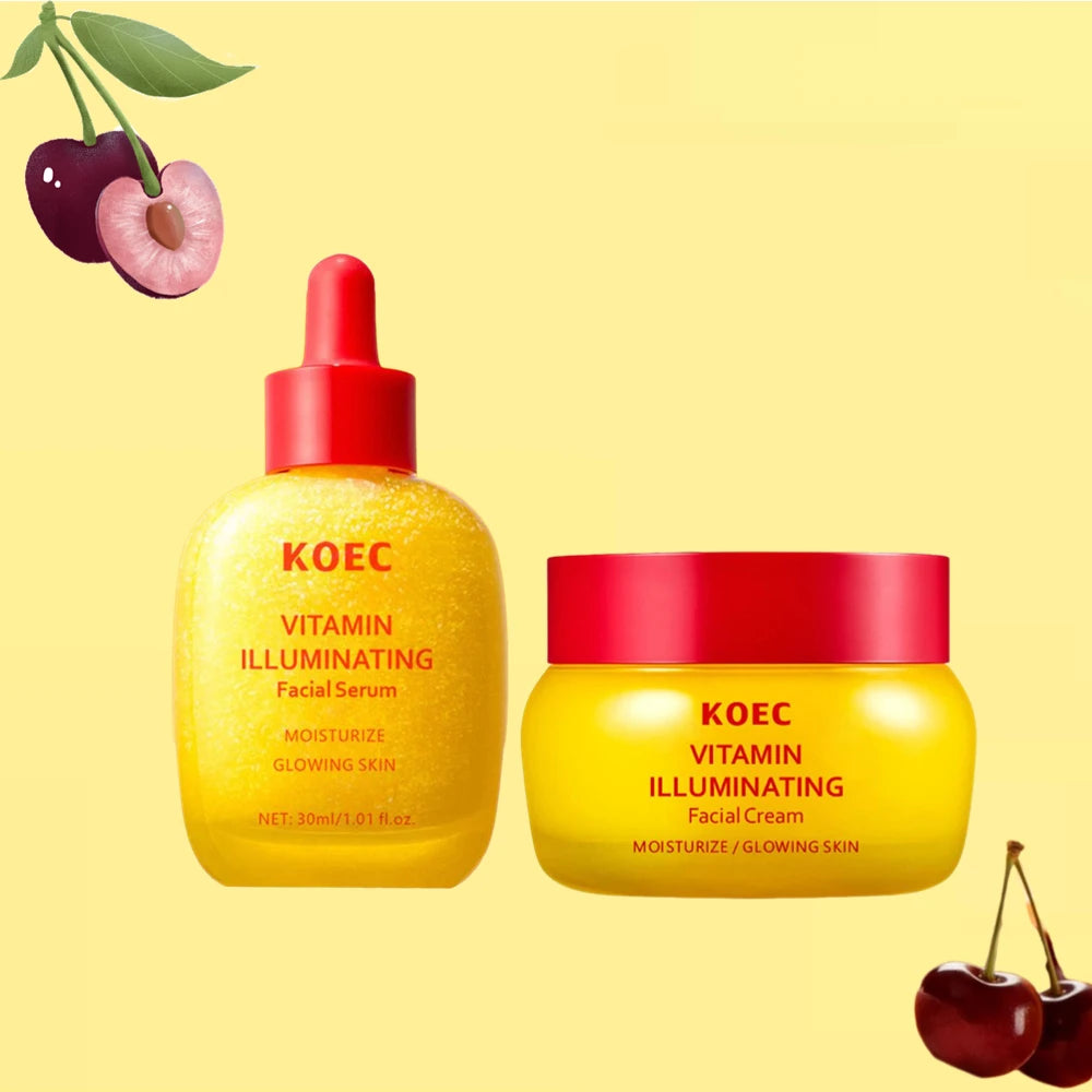 Skincare set with bakuchiol plumping capsules for a radiant, illuminated complexion