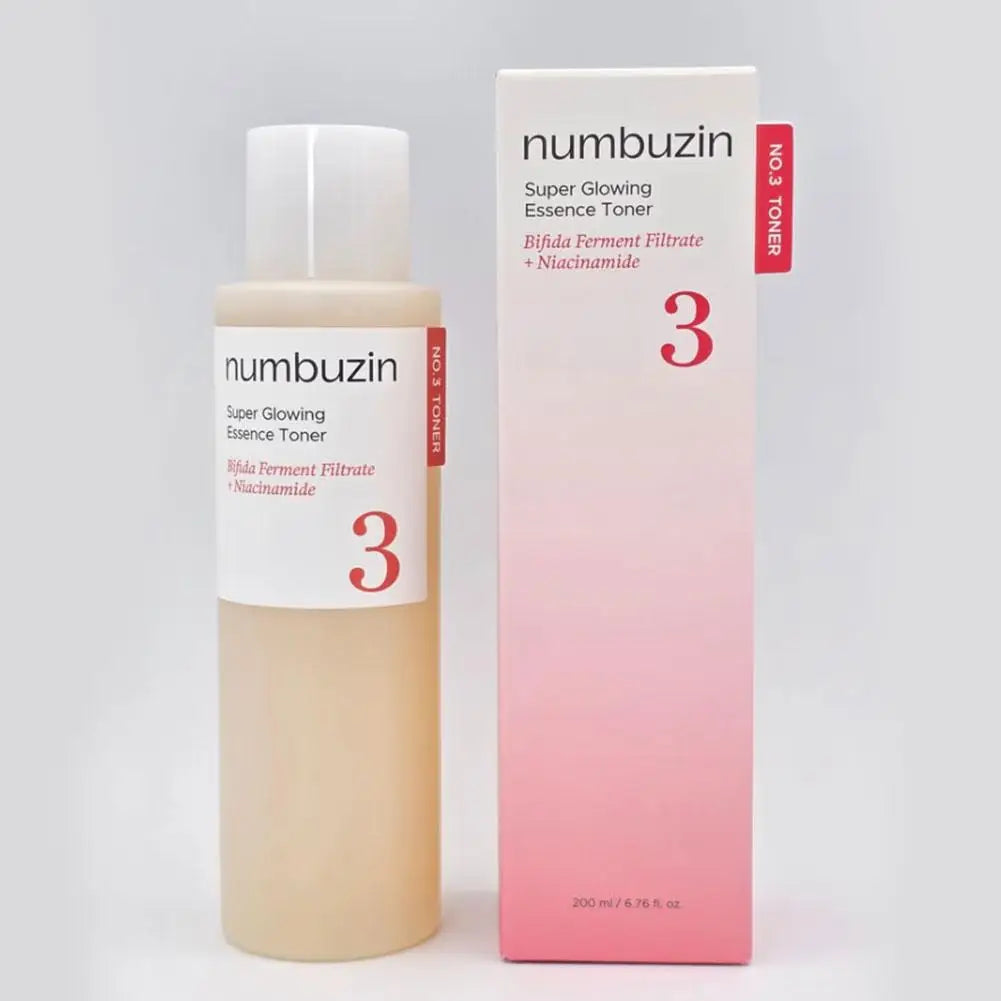 NUMBUZIN No.3+ Super Glowing Niacinamide Serum Toner — Niacinamide — White and blue bottle on white background
