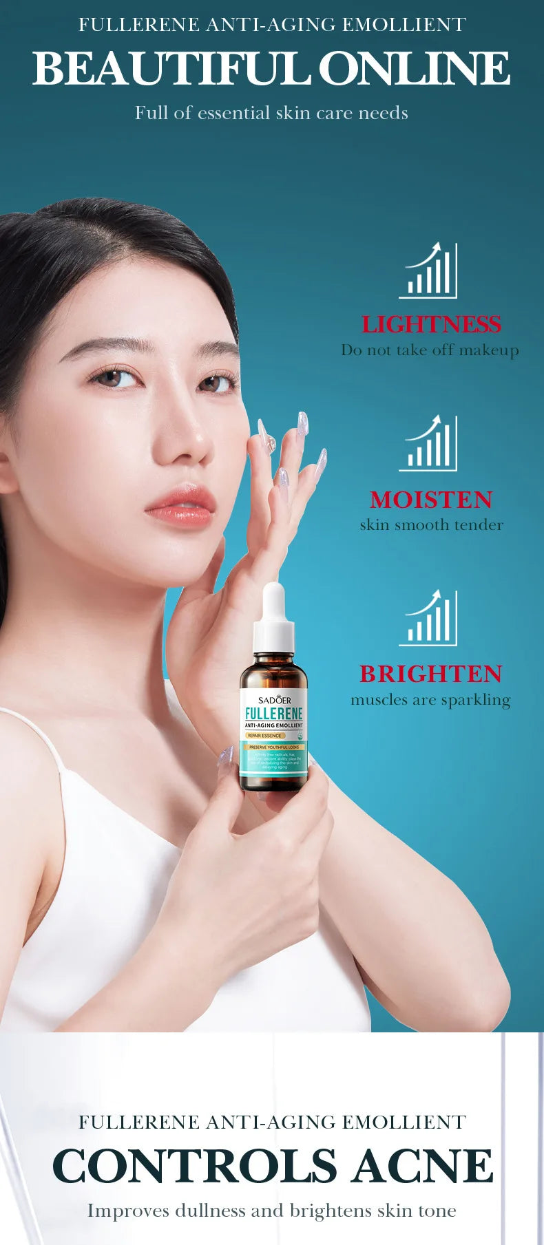 1/3pcs SADOER Fullerene Salicylic Acid Nicotinamide Serum Facial Moisturizing Anti-aging Facial Essence Beauty Skin Care