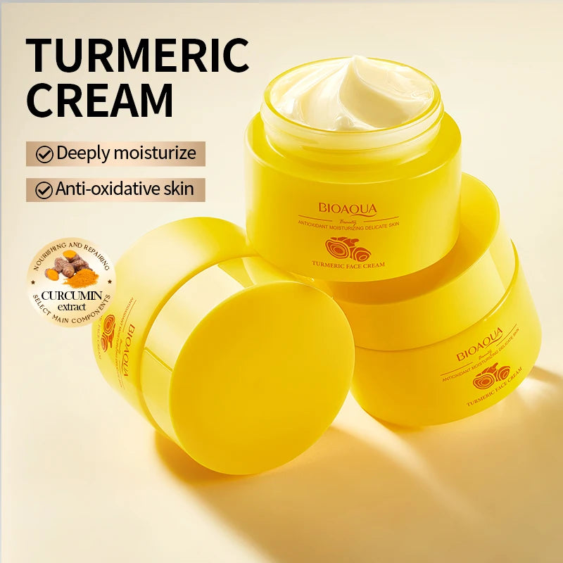 BIOAQUA Nicotinamide Snail Collagen Face Cream — Nicotinamide & Snail Collagen — Bright yellow plastic jars on white background