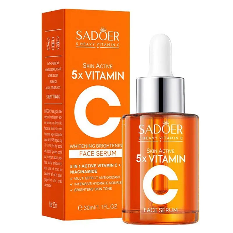 Vitamin C facial serum bottle for hydrating, brightening and pore-refining skincare