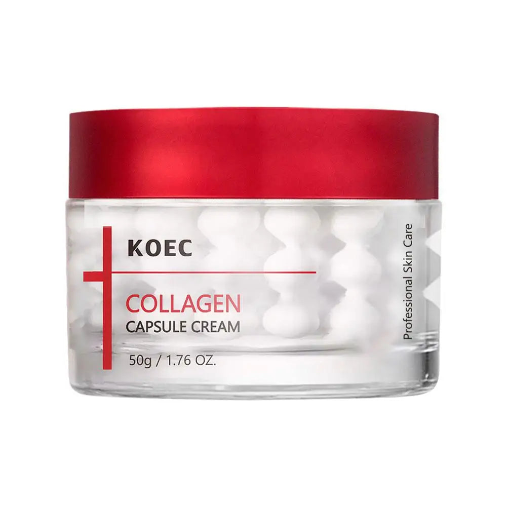 Collagen firming face cream jar with encapsulated collagen