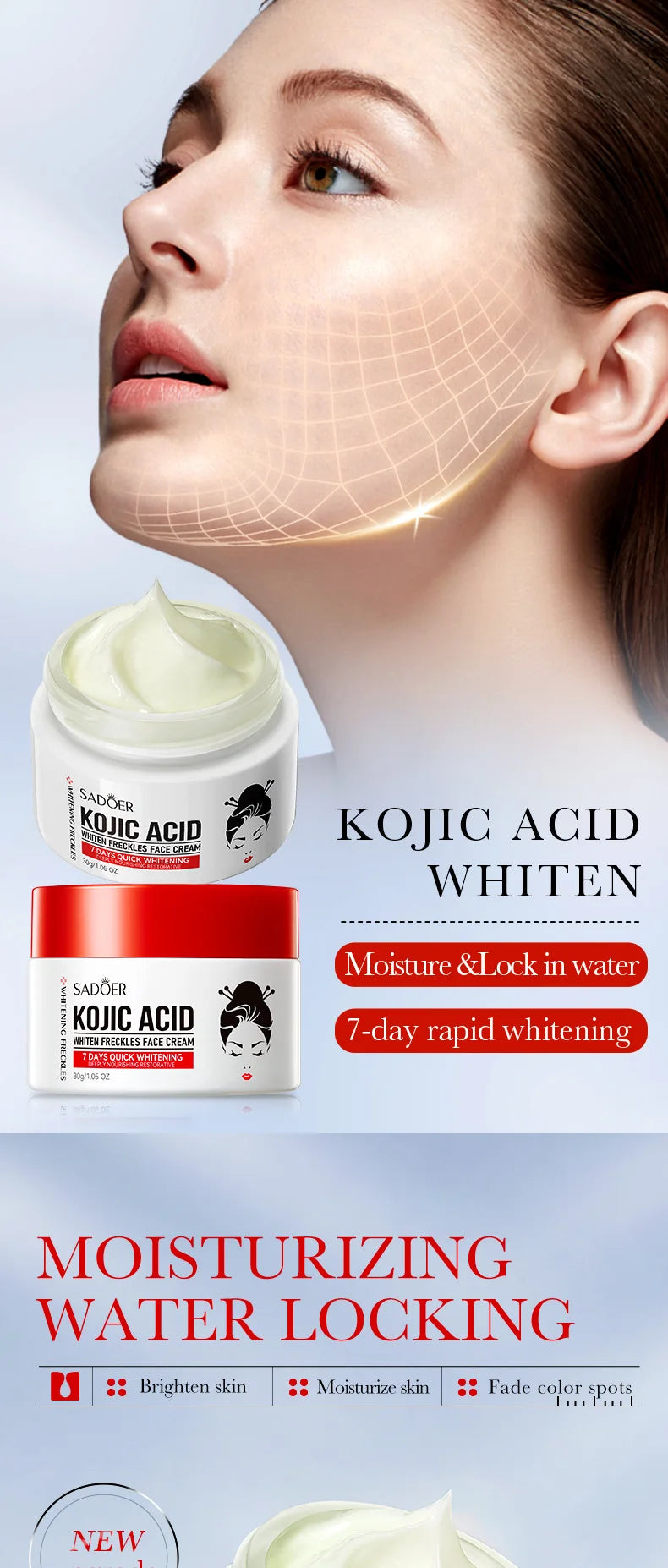 Kojic acid face cream and eye cream travel set