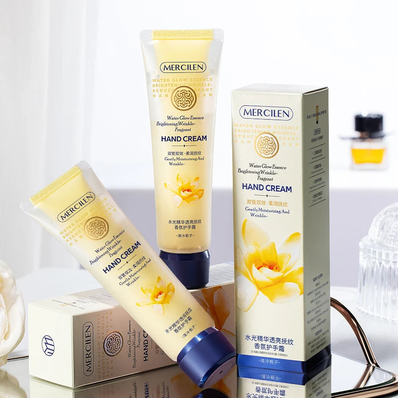 Mercilen Water-Glow Essence Translucent Fragrance Hand Cream 80g, Contains Niacinamide, Collagen, Vitamin E, and Plant-Based Squalane for Hydrating, Firming, and Nourishing Skin, Moisturizing Dry Skin, Making Hands Radiant an