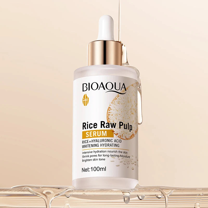 White rice niacinamide brightening face serum dropper bottle with moisturizing firming facial essence