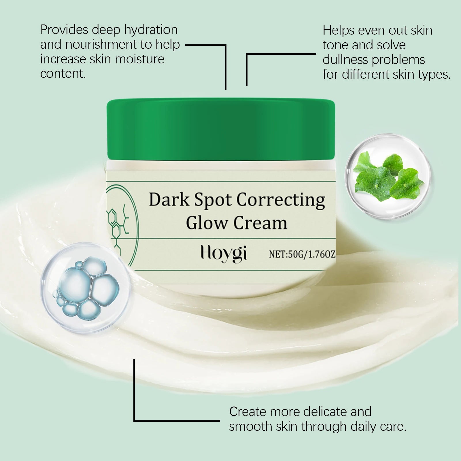 Face cream jar for dark spot correction and brightening on neutral background