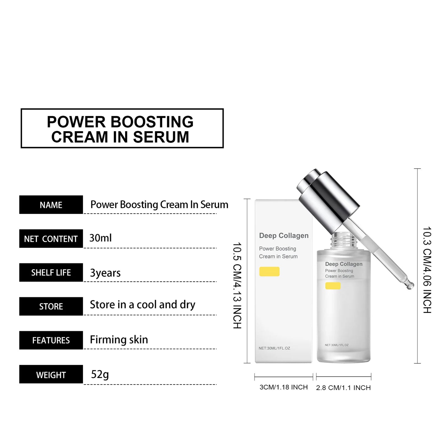 Serum bottle with collagen silk peptide formula for firming facial skin