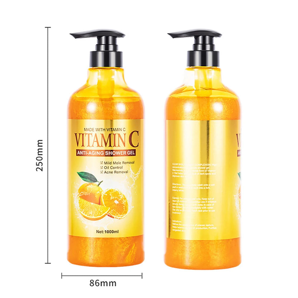 Vitamin C Shower Gel front and back bottle labels