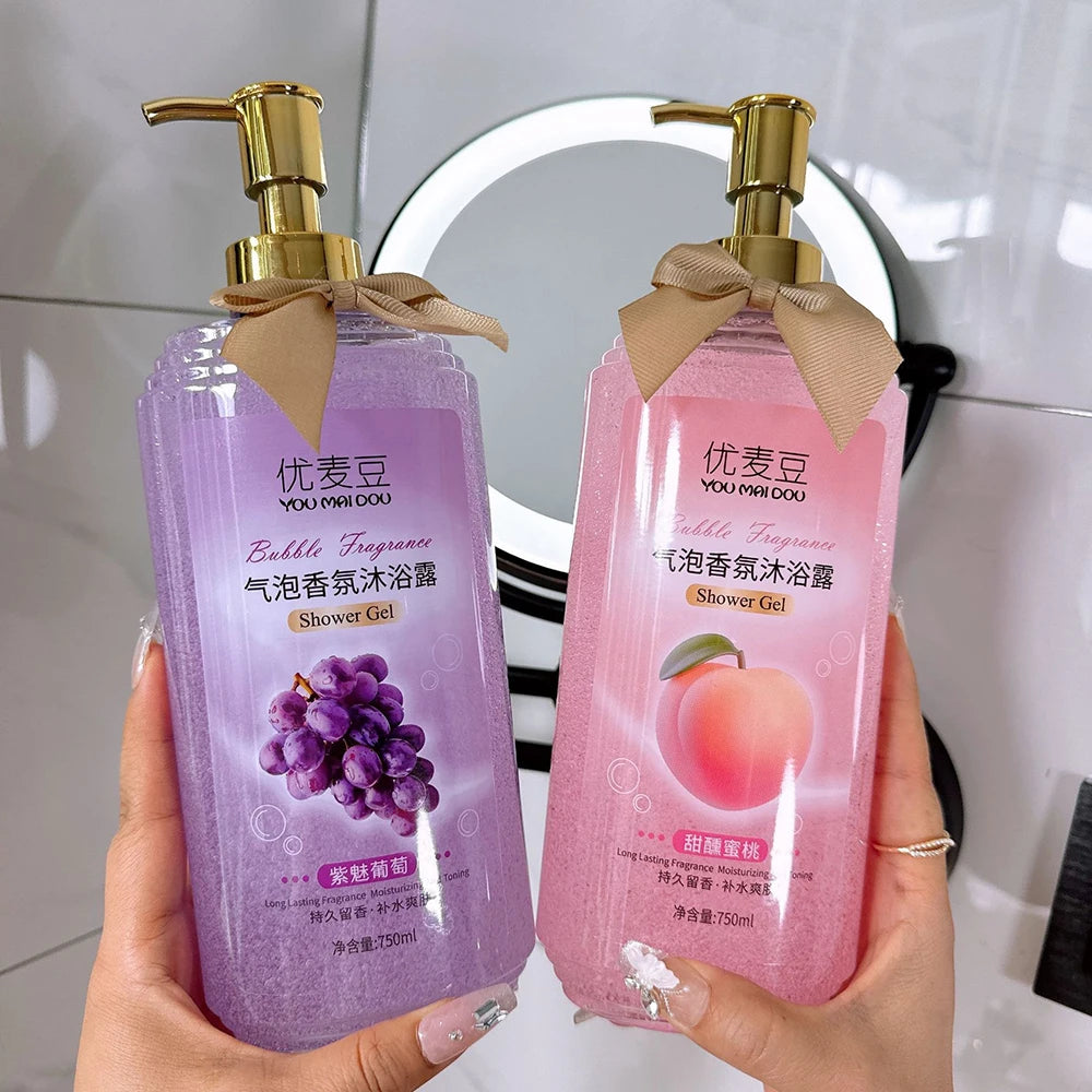 YUMAIDOO Mango Peach Bubble Shower Gel — Mango & Peach — Mango variant yellow gel bottle close-up