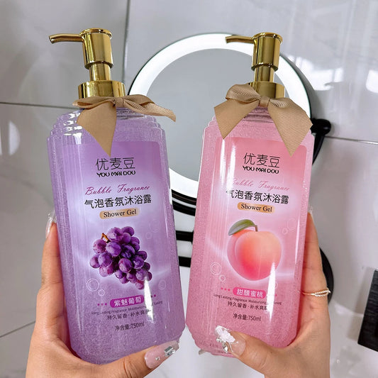 YUMAIDOO Mango Peach Bubble Shower Gel — Mango & Peach — Mango variant yellow gel bottle close-up