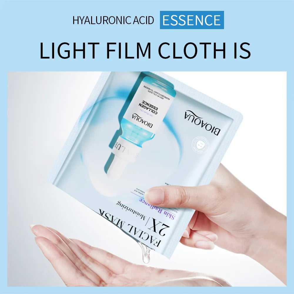 Facial sheet mask with centella, collagen, vitamin C, and hyaluronic acid serum