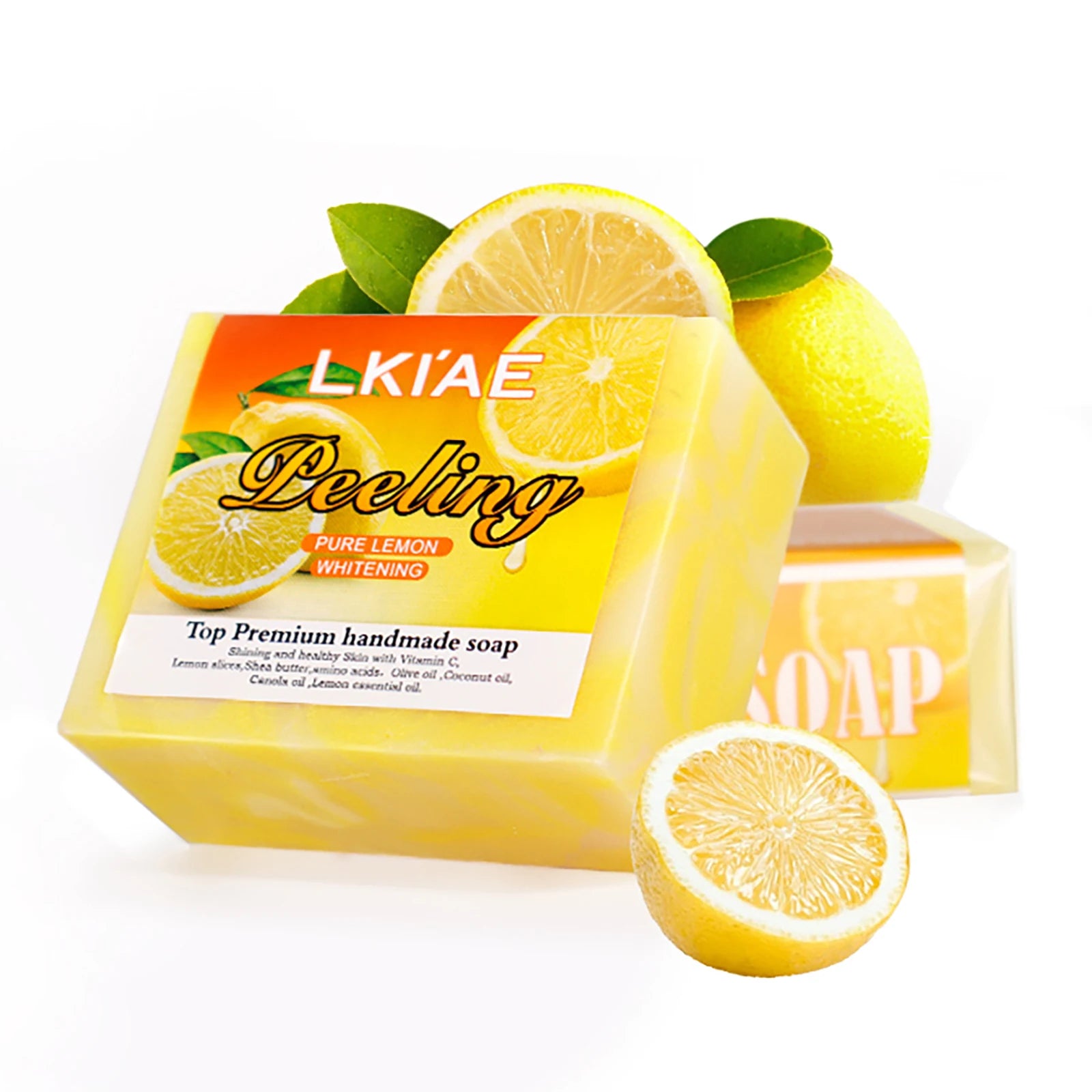 LKIAE Lemon Vitamin C Soap — lemon extract + vitamin C — full product display