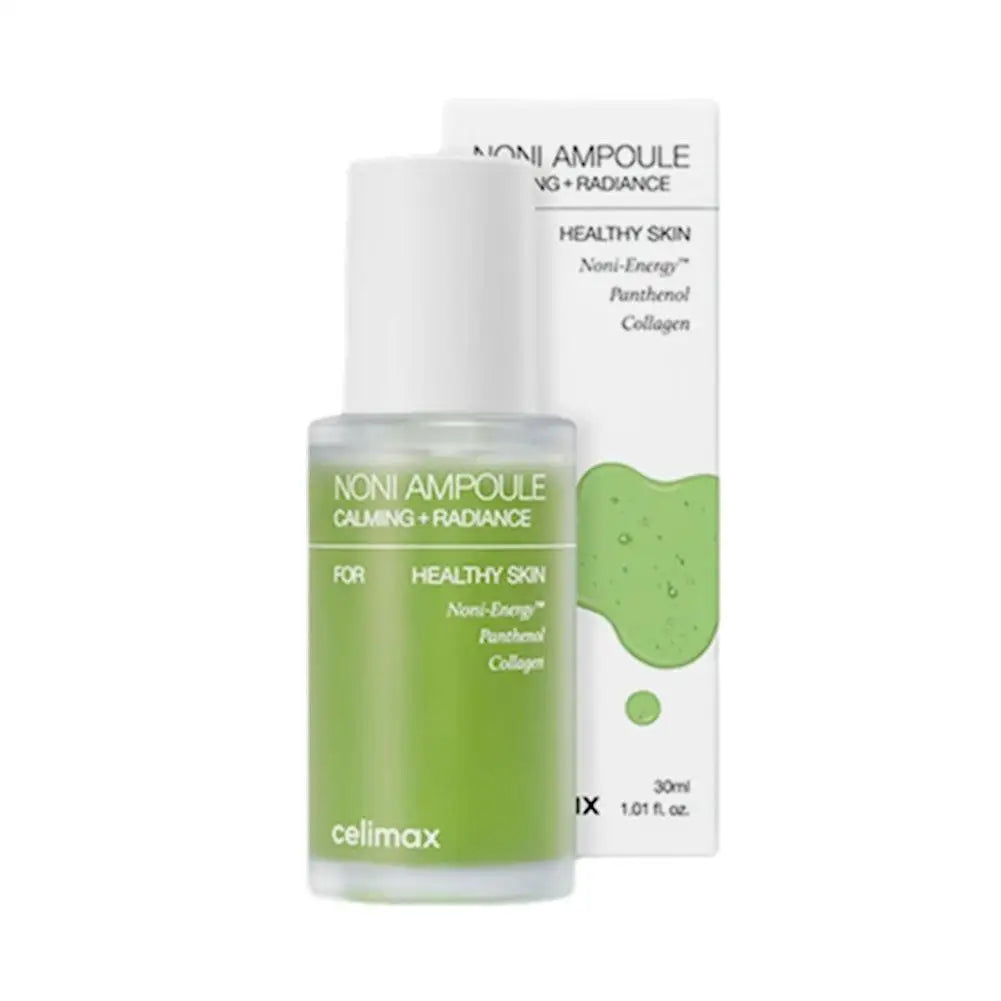 Noni fruit extract energy skincare set with face cream and serum bottles for moisturizing and brightening routine