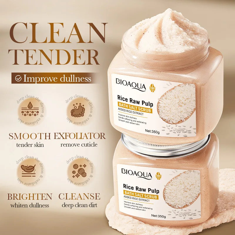 BIOAQUA — Rice Raw Pulp Body Scrub — Product packaging front detail with label