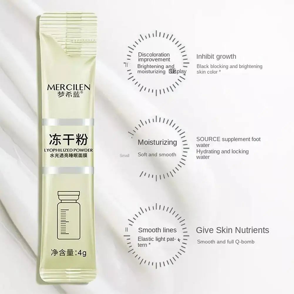 MERCILEN Collagen Brightening Sleeping Mask — Collagen — Collagen key ingredient and hydrating infographic