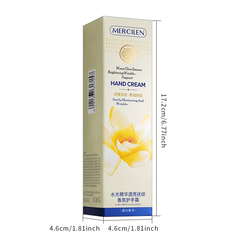 Mercilen Water-Glow Essence Translucent Fragrance Hand Cream 80g, Contains Niacinamide, Collagen, Vitamin E, and Plant-Based Squalane for Hydrating, Firming, and Nourishing Skin, Moisturizing Dry Skin, Making Hands Radiant an