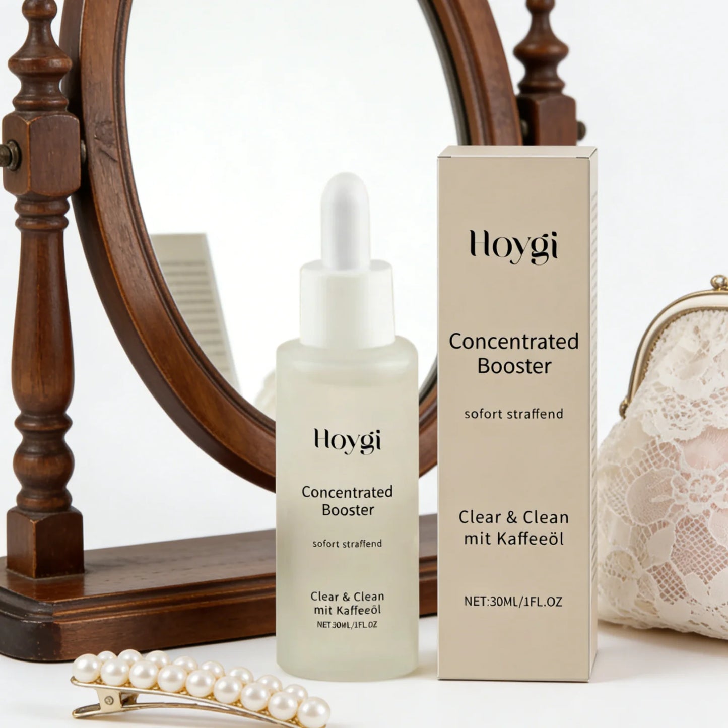 HOYGI — Coffee Oil Booster Serum — Before and after skin brightening results