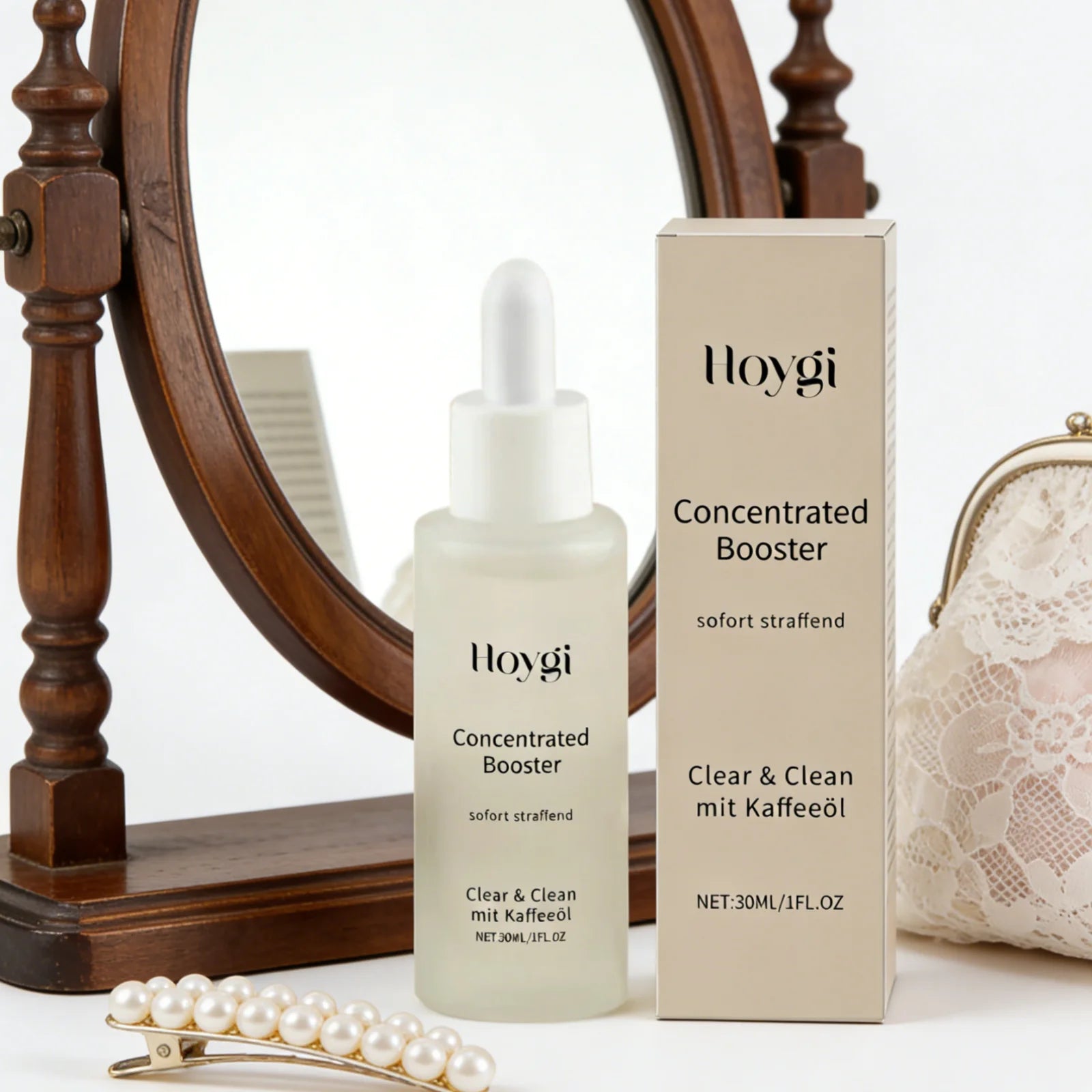HOYGI — Coffee Oil Booster Serum — Before and after skin brightening results