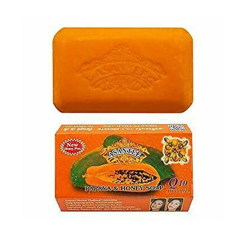 ASANTEE Papaya Honey Herb Soap — Papaya & Honey — Product packaging with natural herb design