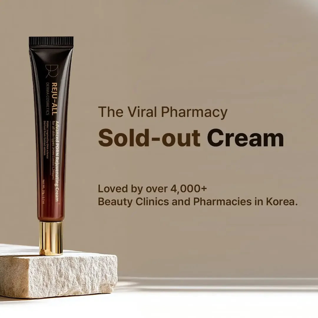 DR REJU All PDRN Rejuvenating Cream — PDRN & Salmon DNA — Cream applied on skin glass skin rejuvenating demo