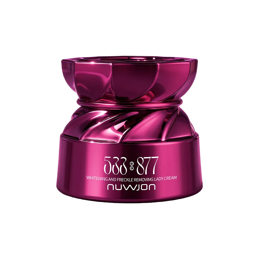 Jar of brightening face cream for correcting freckles and dark spots