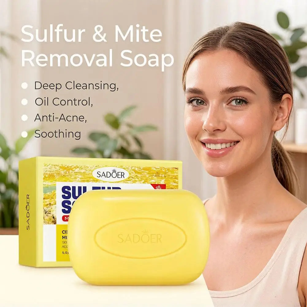 Sulfur soap bar formulated to remove mites and moisturize skin