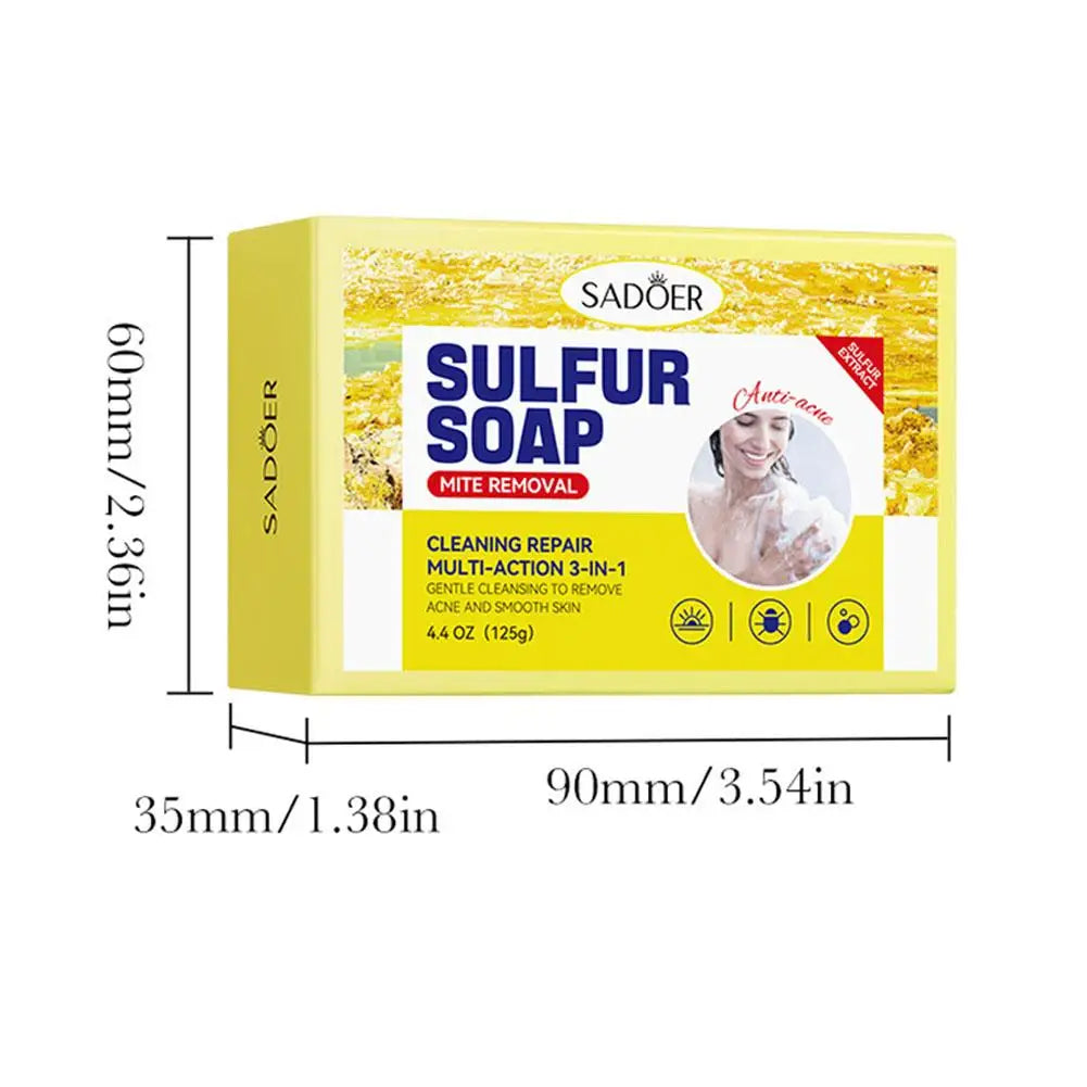 Bar of sulfur soap for mite removal and moisturizing cleansing