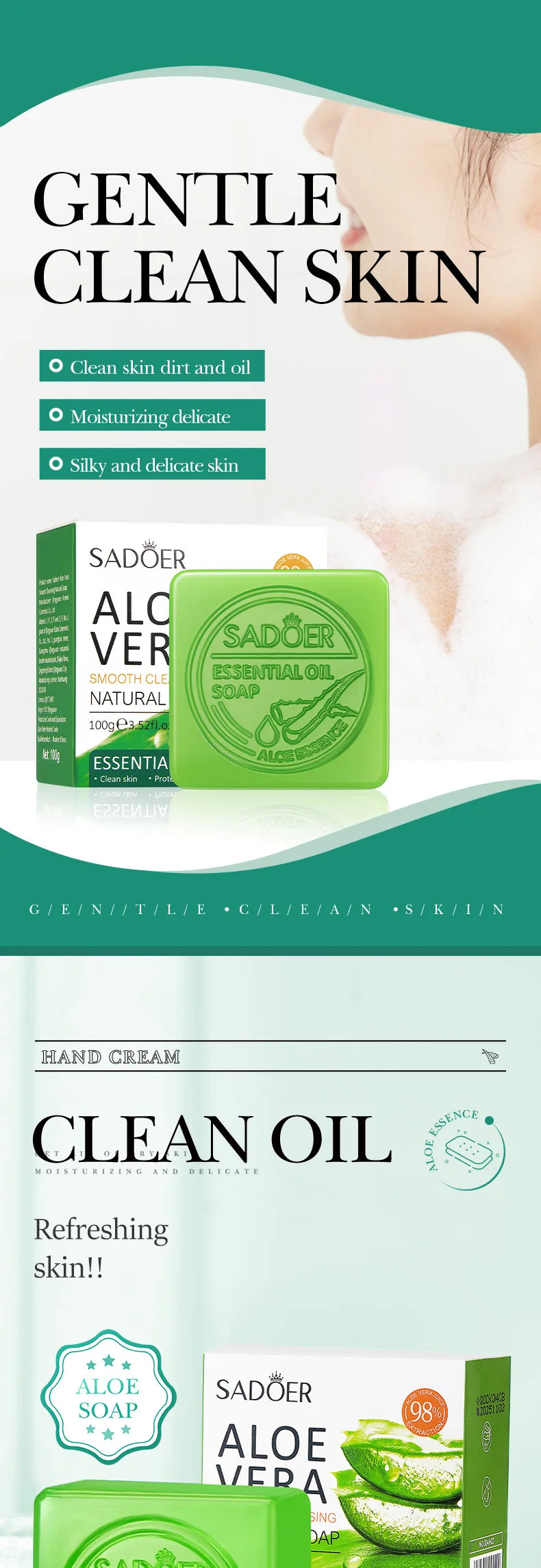 Handmade aloe facial soap lathered with foam