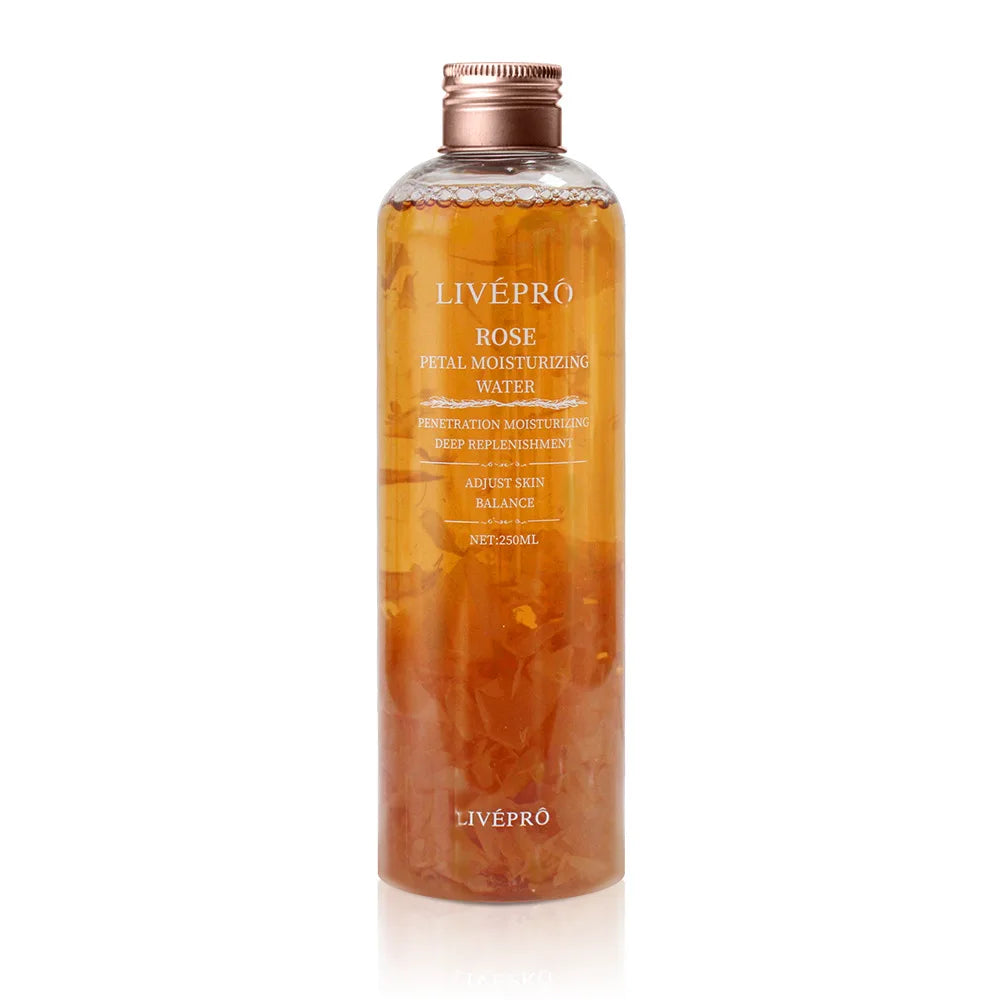 LIVEPRO Rose Petal Toner — rose petal water — bottle on white background