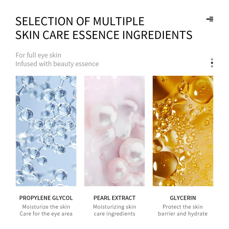 Under-eye mask patches with pearl essence for dark circles and puffiness, moisturizing and firming.