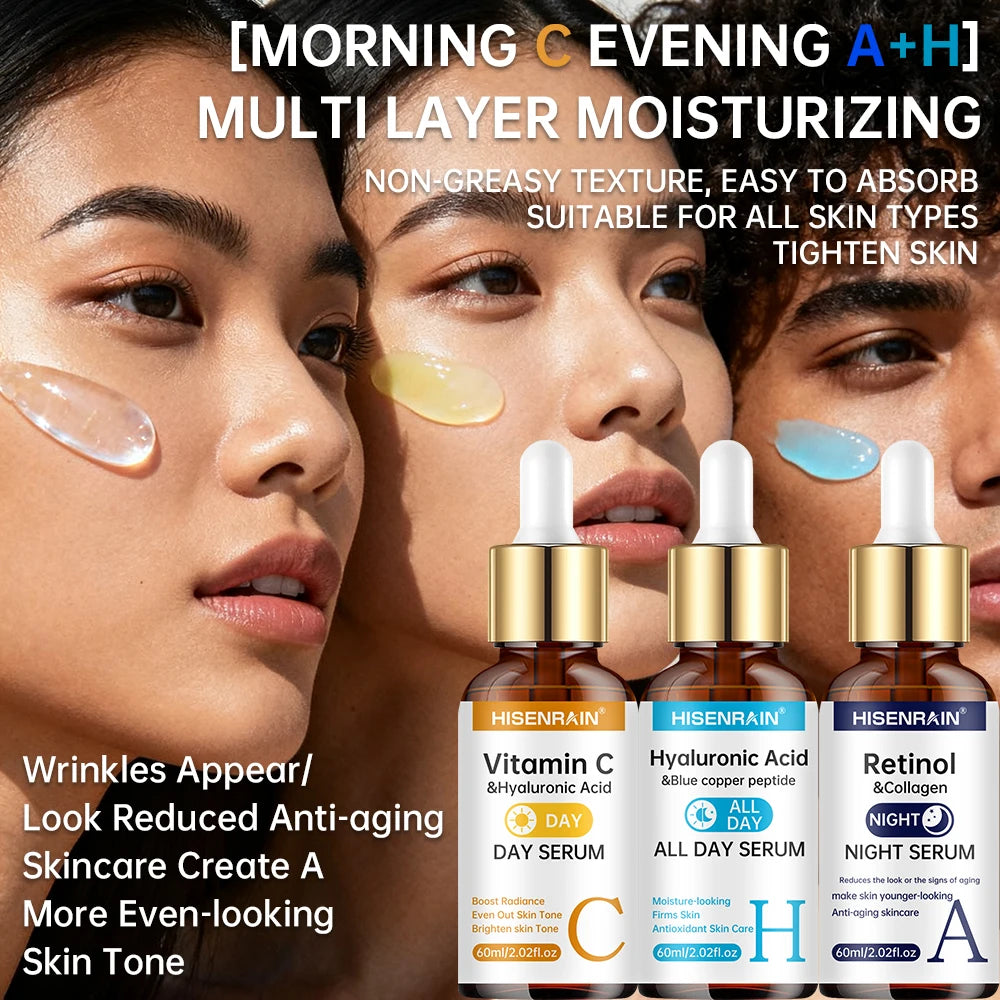 SkinSwaag Beauty HISENRAIN Vitamin C + Retinol + Hyaluronic Acid Serum Duo — vitamin C + retinol + hyaluronic acid — packaging box on white background