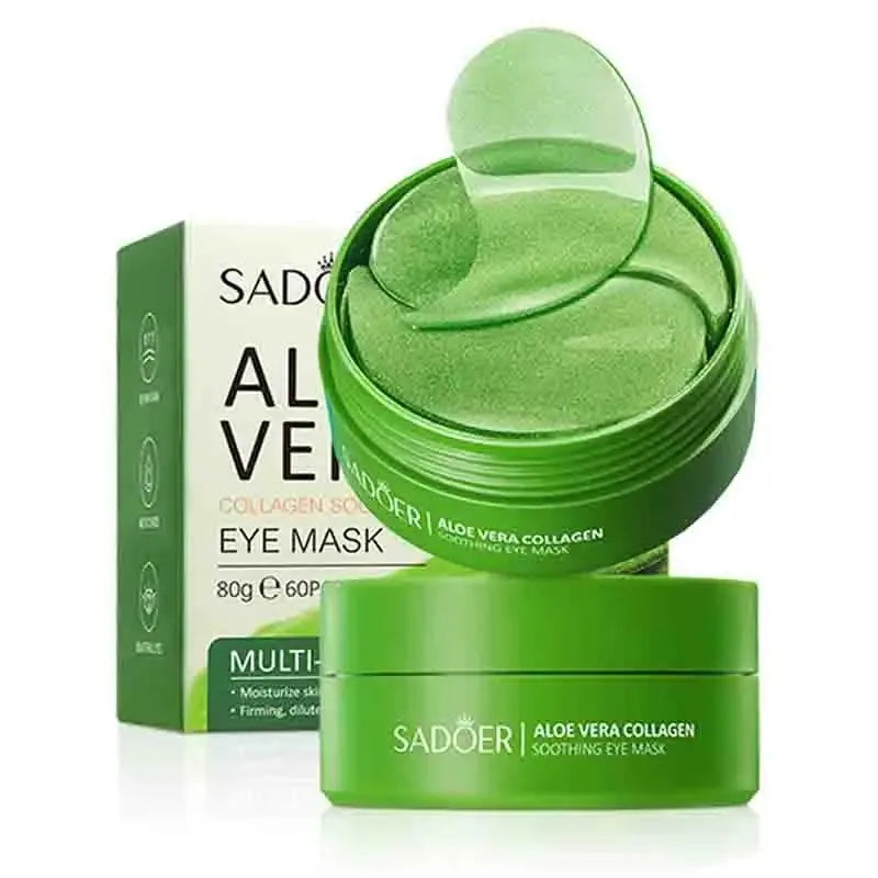 SADOER Aloe Vera Collagen Eye Mask — aloe vera + collagen — eye mask patches in gold packaging front