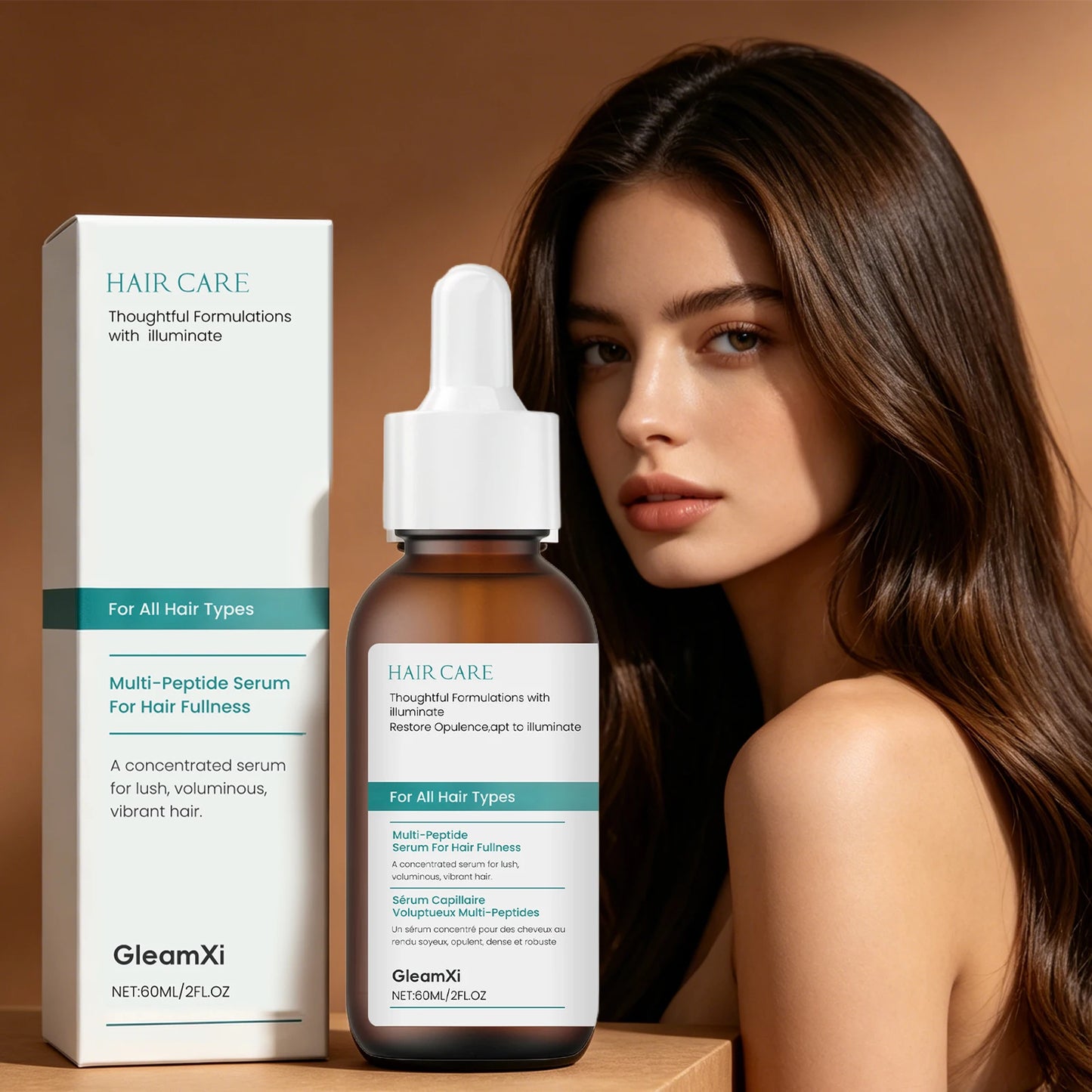SkinSwaag Beauty — Gleam Xi Hair Serum — Product packaging front detail with label